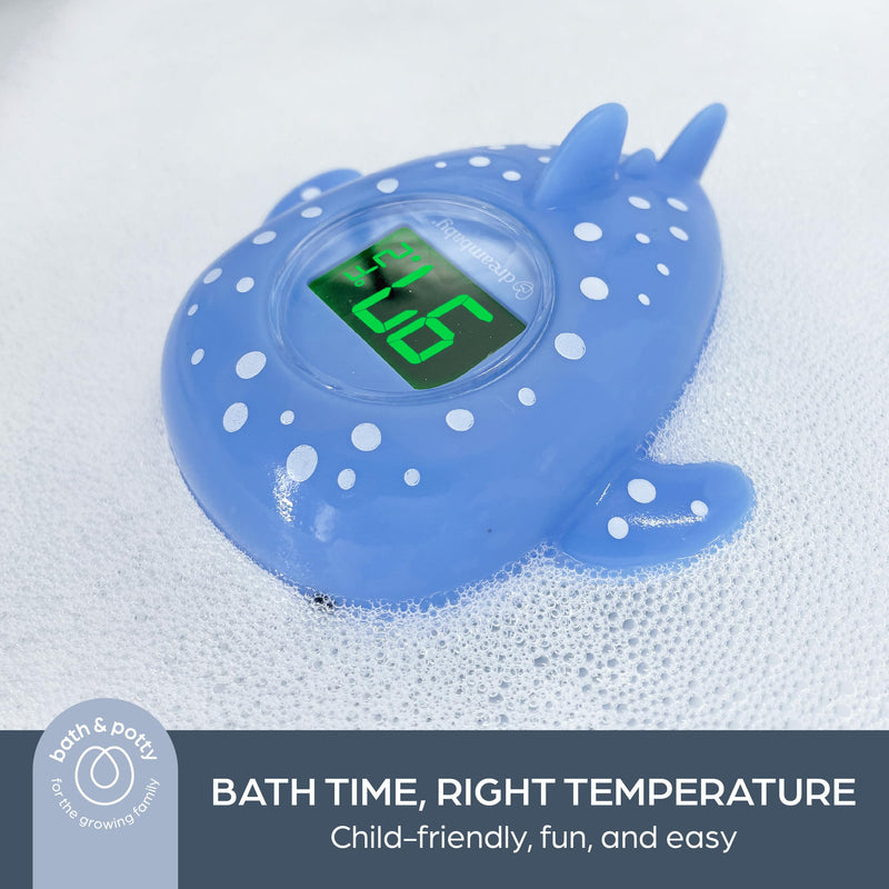Dreambaby Whale Shark USB Rechargeable Baby Bath Thermometer - Instant Read, Digital Room and Baby Bathtub Water Fun Floating Toy - Newborn Must-Have - BeesActive Australia