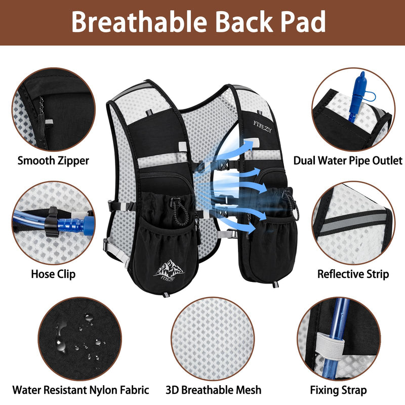 Running Hydration Vest for Women Men - Waterproof Running Water Backpack Hydration Pack with 12 Pockets, Lightweight Water Vest for Hiking Trail Cycling Marathon Race Black-Only Vest Medium - BeesActive Australia