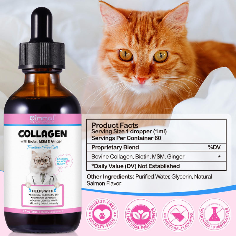 Collagen Drops for Cats, Liquid Collagen for Cats, Complementary Feed with Biotin & MSM for Skin, Coat & Joint Support – Chicken Flavour