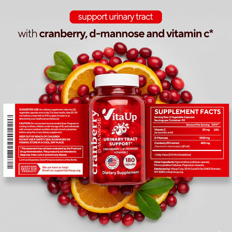 D-Mannose Supplements for Women – USA Made D-Mannose with Cranberry & Vitamin C – Cranberry Capsules for Women for Urinary Tract & Bladder Support – 180 Vegan Capsules 180 Count (Pack of 1)