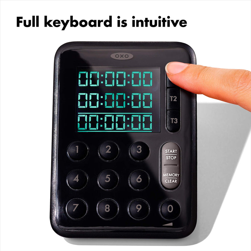 OXO Good Grips Digital Triple Kitchen Timer - Black - BeesActive Australia