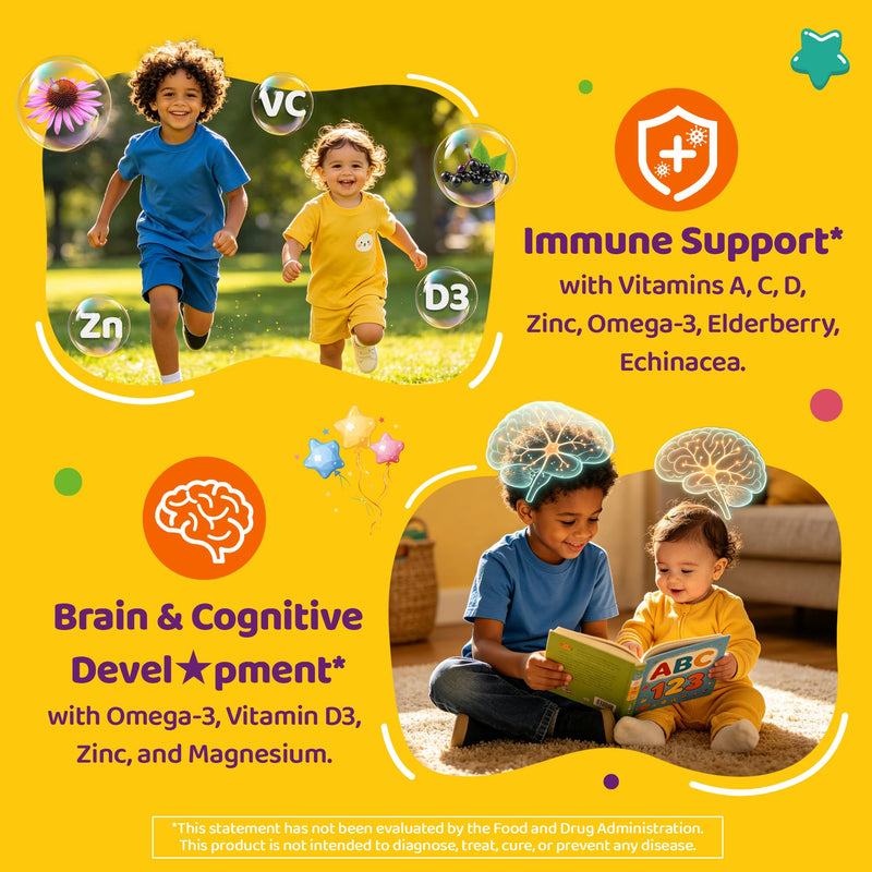 Nextdia Toddler 2-3 & Kids Vitamin D3 K2 + Calcium 500mg / 250mg Gummies | 1000 / 2000 IU D3 w/ Omega3 DHA, Elderberry, Mag, Teens Kids Vitamin ADK, Bone, Calcium Absorption, Immune, Brain, Sugar-Free