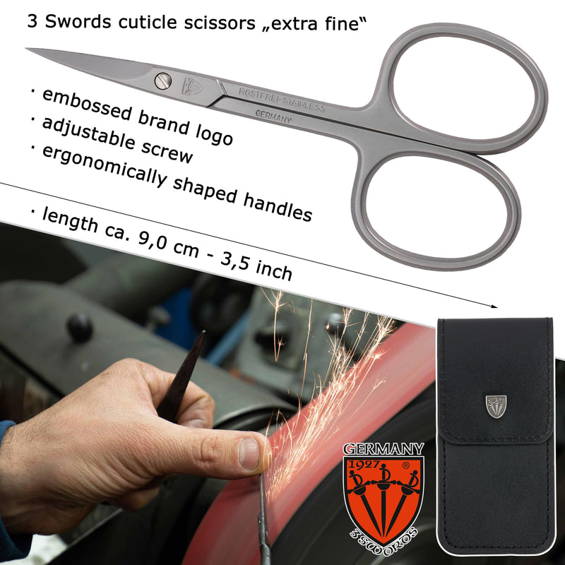 3 Swords Germany - brand quality STAINLESS STEEL INOX CURVED CUTICLE SCISSORS (1 PIECE) with case for manicure pedicure - nail care by 3 Swords - Made in Germany