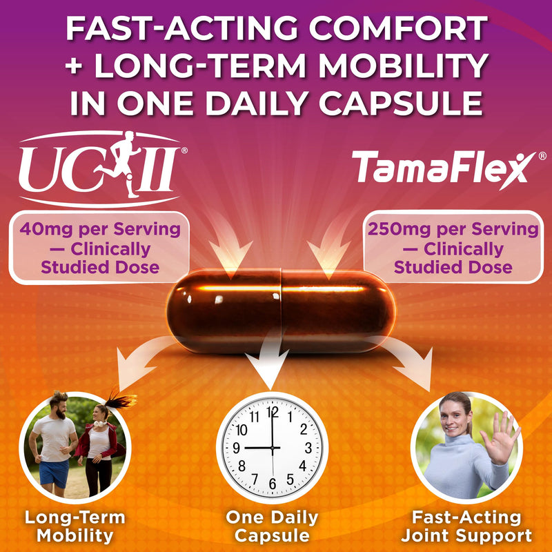 Joint Health Supplement with UC-II® Collagen & TamaFlex® Turmeric, Tamarind | Clinically studied Mobility, Flexibility, Healthy Cartilage Support - Undenatured Type II Collagen, Glucosamine-Free Capsules