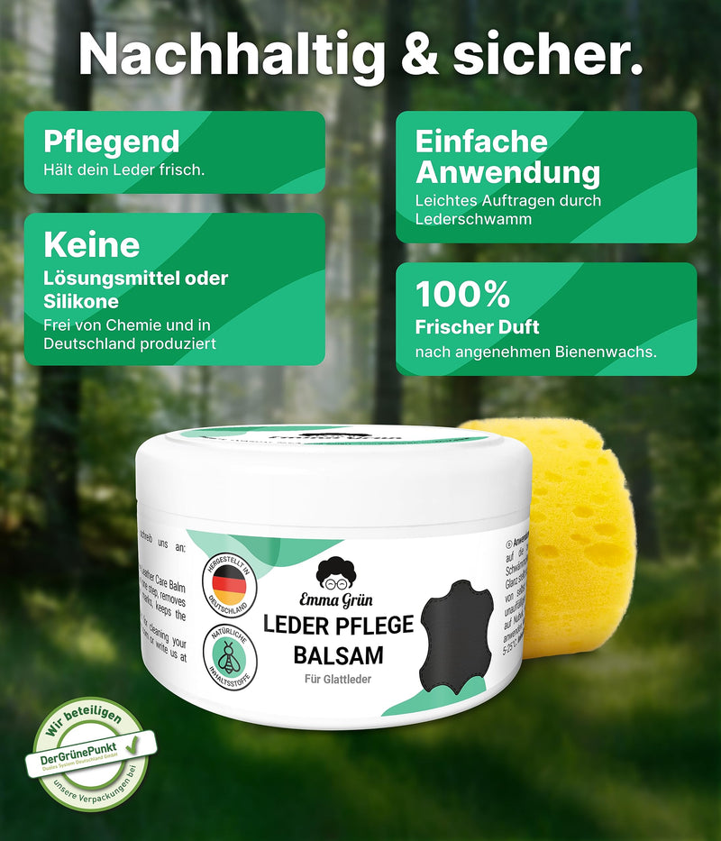 Emma Grün® Leather Balm Leather Grease Colorless 500ml [MADE FROM BEESWAX] - Leather Care for Shoes, Jackets, Bags & Saddles - Care Products for Leather Jackets & Leather Shoes - Saddle Grease Made in Germany 1 x Maxi Leather Care Balm - BeesActive Australia