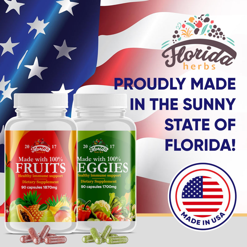 Fruits and Vegetables Supplement - 90 Fruit and 90 Veggie Capsules - Nature Vitamins, Balance of Fruits and Veggies Supports Energy Balance, Soy Free, Vegan Capsules - 90 Count (Pack of 2) 90 Count (Pack of 2)