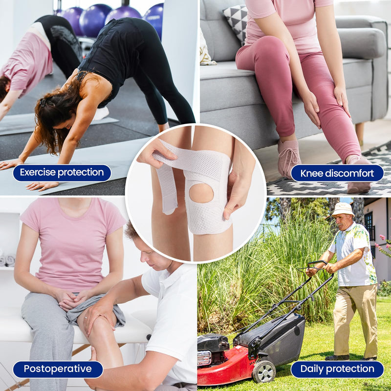 Galvaran Knee Brace with Side Stabilizers Relieve Meniscus Tear Knee Pain ACL MCL Arthritis,Joint Pain Relief, Breathable Adjustable Knee Support Suitable for Men and Women with Sports Injuries White - Left Medium - BeesActive Australia