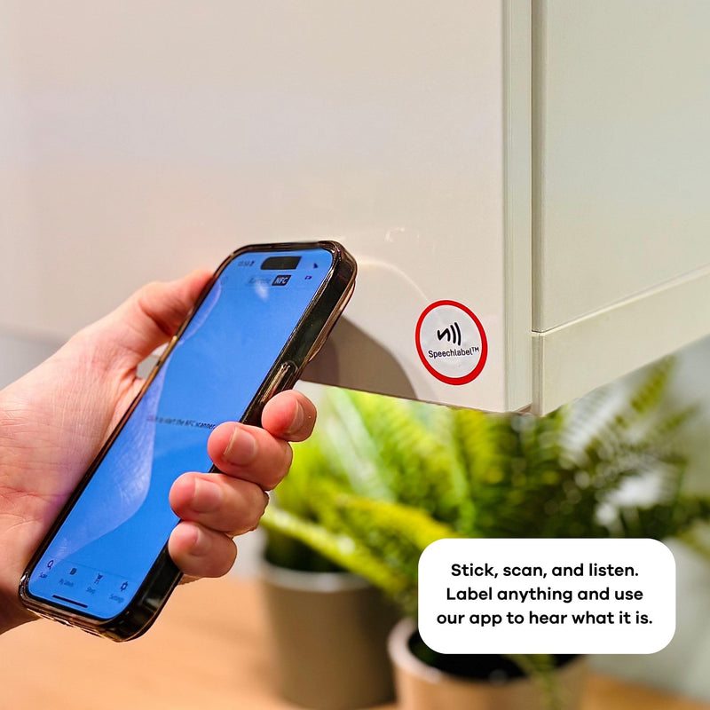 NFC Touch Stickers 25pcs - Accessible Voice Labels for Visually Impaired, Tap to Record and Hear Audio Notes - Low Vision Aids Braille Stickers, for Elderly and Blind
