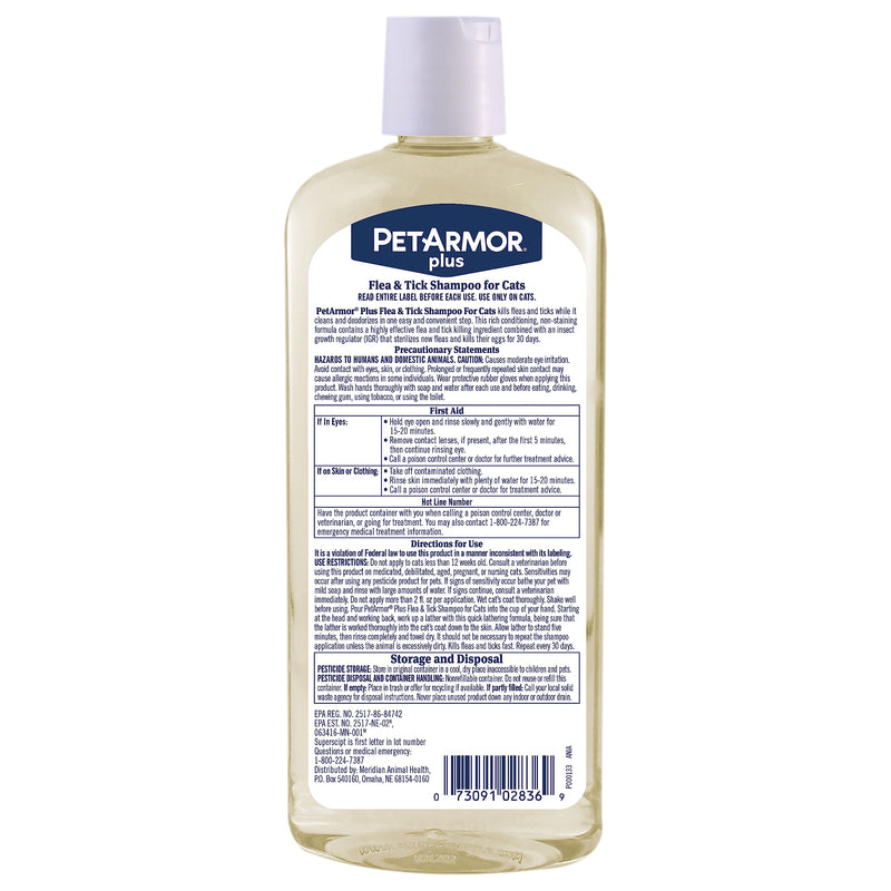 PetArmor Plus Flea and Tick Shampoo for Cats, Kills and Prevents Against Fleas and Ticks, Spring Freesia Scent, 12 fl. oz. 12 OZ - BeesActive Australia