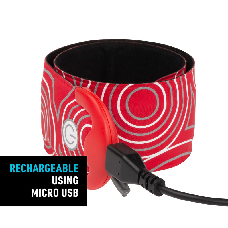 Nite Ize SlapLit Rechargeable LED Slap Wrap - Light-Up Slap Band for Wrists or Ankles - Wristband with LED Light for Nighttime Visibility - Running, Biking, Hiking & More - Red with Red LED