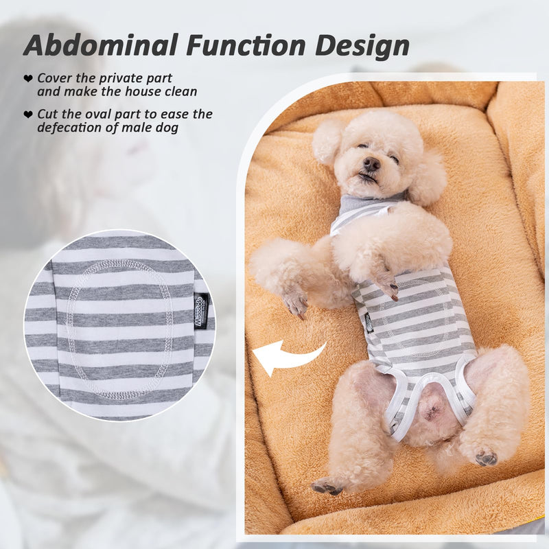 Lyneun Soft dog bodysuit after surgery, dog bodysuit after castration male dogs, breathable dog one-piece recovery suit for hair loss, allergies, anti-licking, wound protection, cone alternative (grey, M) grey - BeesActive Australia
