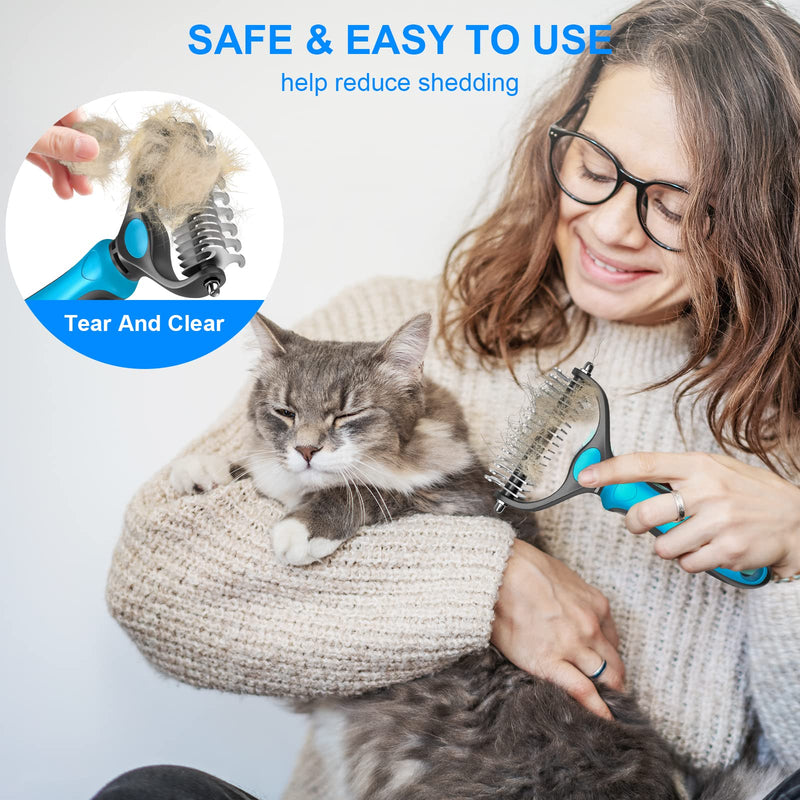 Pet Grooming Brush Dog Grooming Rakes Tool for Mats & Tangles Removing Blue-01 - BeesActive Australia