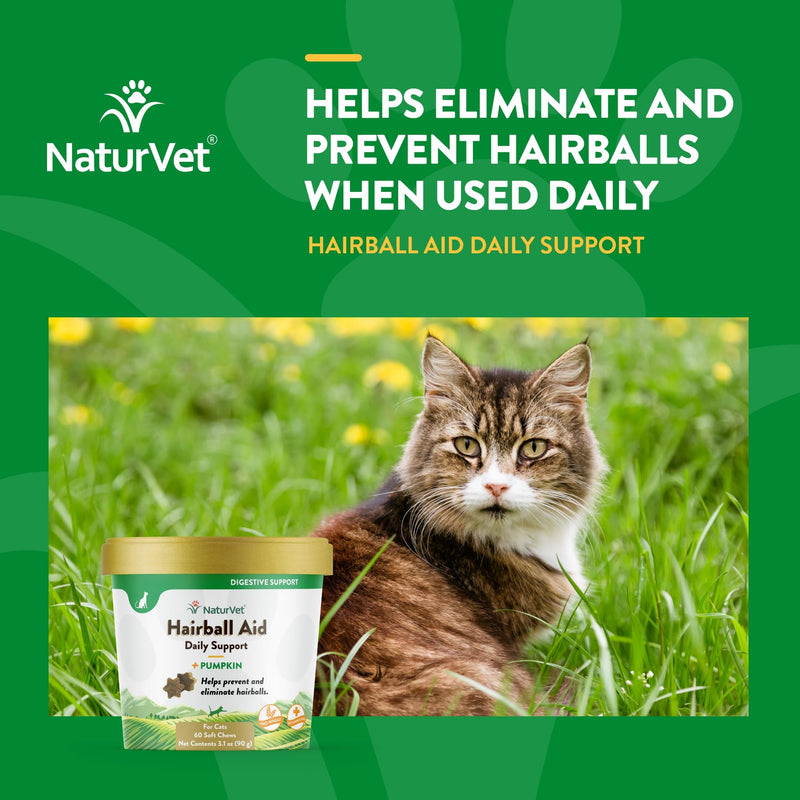 NaturVet – Hairball Aid Supplement for Cats - Plus Pumpkin – Helps Eliminate & Prevent Hairballs – 60 Soft Chews - BeesActive Australia