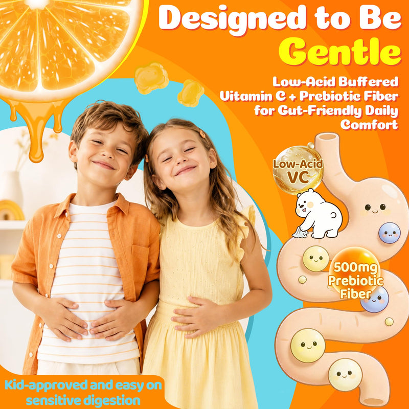 Liposomal Vitamin C Gummies 500mg 1000mg for Kids & Adults, Sugar Free | 3 Forms of Vitamin C + Zinc, D3, Iron, Gentle Buffered Chewable Vit C Supplement, Immune Support, High Absorption, 120 Count 60 Count (Pack of 2)