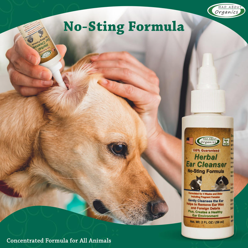 Herbal Ear Cleanser for Dogs & Cats - No-Sting Formula Gently Cleanses Ears, Removes Wax & Debris, Supports Healthy Ear Care, Calming Grooming Supplies for Pets, 2oz Bottle - PawsPlanet Australia