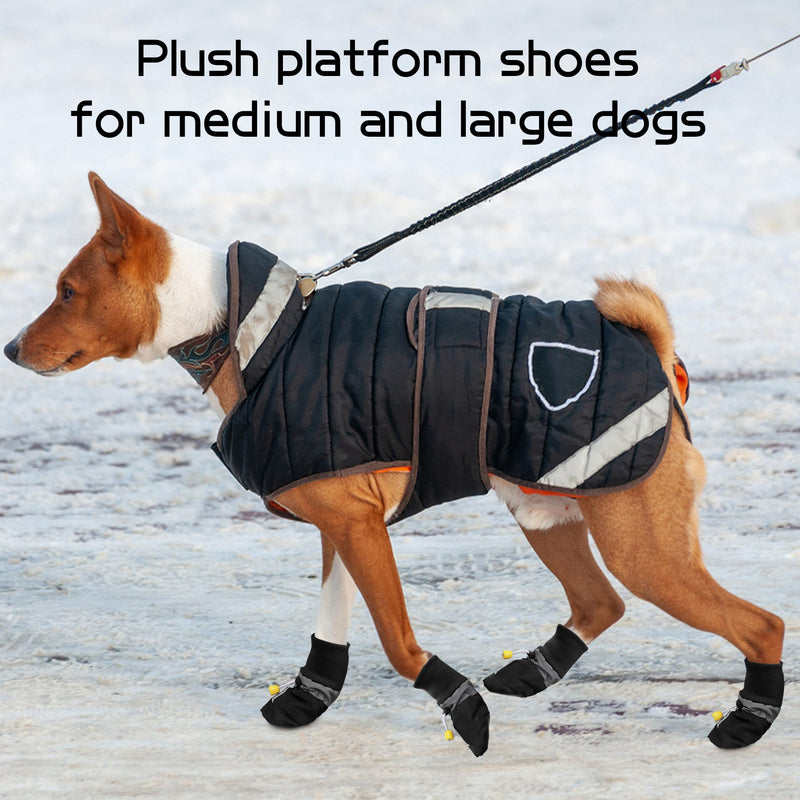 YAODHAOD Dog Snow Boots Breathable Socks，Dog Shoes Fleece Snow Booties for Medium to Large Dogs，with Reflective Straps Anti-Slip Sole，Dog Boots & Paw Protectors for Indoor (Black, XX-Large) Black - BeesActive Australia