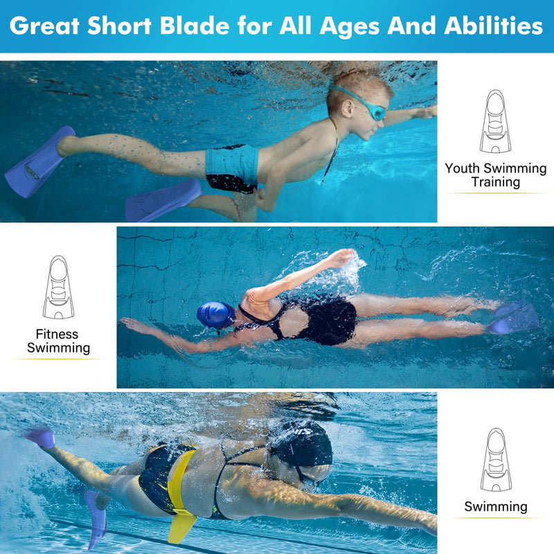 Gintenco Swim Fins, Kids Swim Training Fins for Lap Swimming, Travel Size Flippers with Mesh Bag, Silicone Swimming Fins for Kids Teens Adults Women Men XXS(KIDS 11-12.5) lightblue - BeesActive Australia