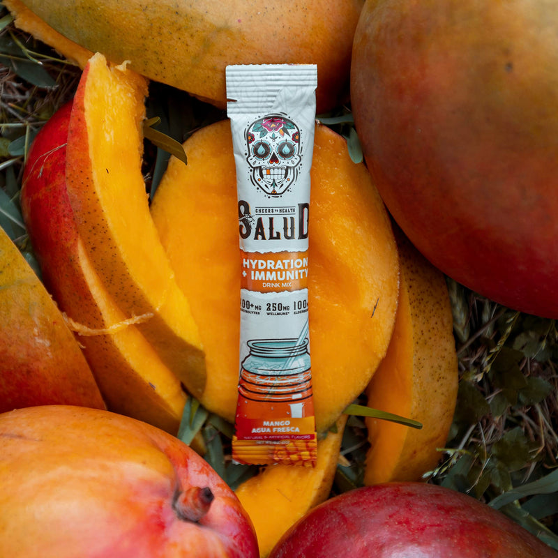 Salud 2-in-1 Hydration + Immunity Drink Mix, Mango | Electrolytes Powder, Agua Fresca, Elderberry, Dairy & Soy Free, Non-GMO, Gluten Free, Vegan, 1g Sugar (15 Servings)