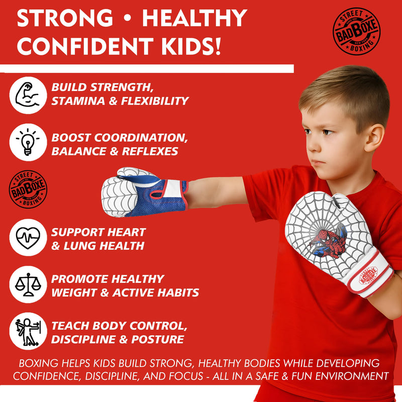 Kids Boxing Gloves 6oz | Youth Gloves for Kickboxing, Muay Thai, MMA | Children's Bag Gloves for Punching Bag WHITE/BLUE