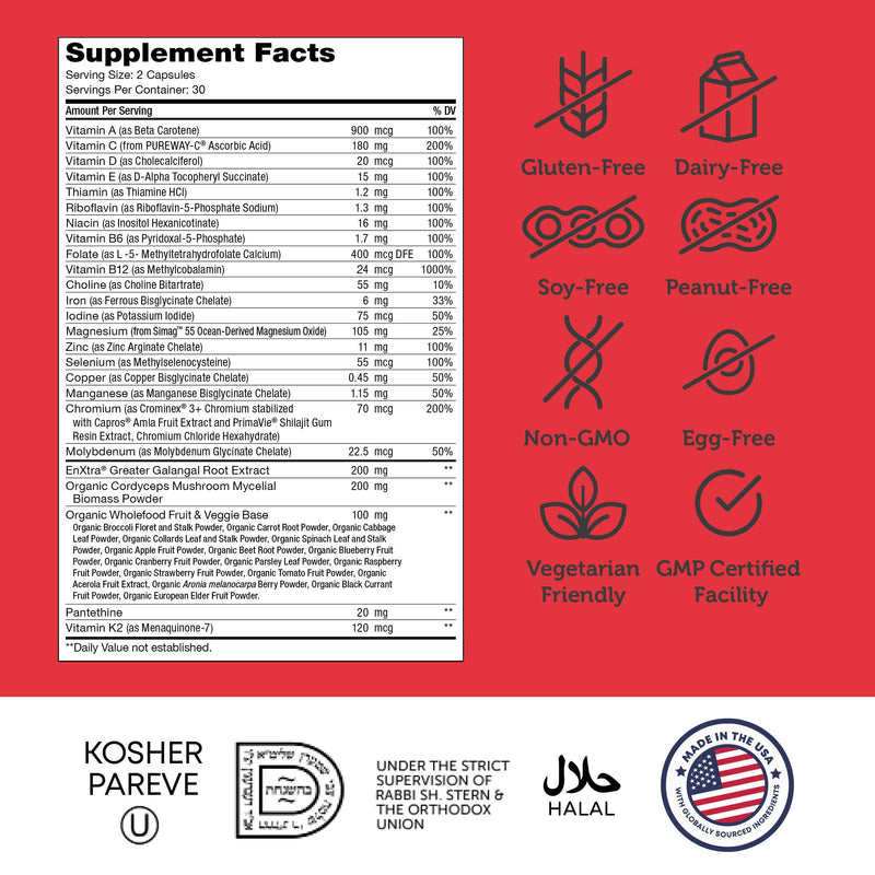 Zahler - Daily Multivitamin for Women & Men with Energy Vitamins, Minerals & Iron (60 Count) Kosher Men & Womens Multivitamins for Healthy Energy - Multi Vitamins for Adults - Made in USA Supplements