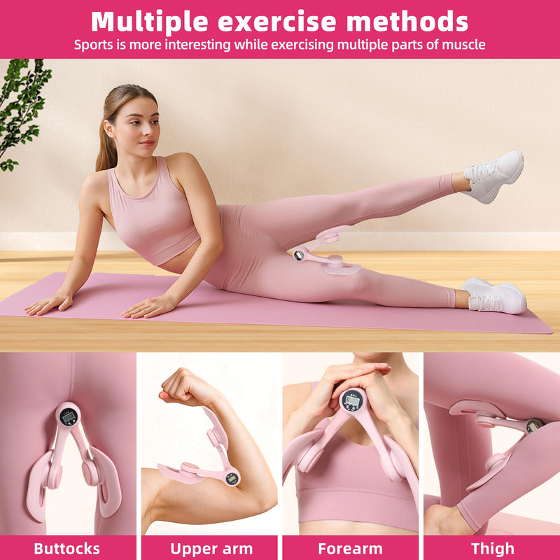 Thigh Master, Pelvic Floor Strengthening Device with Display Counter Hip Trainer Kegel Exerciser, Leg Inner Thigh Trainer Pelvic Floor Muscle Trainer, Thigh Exercise Workout Equipment for Home Pink - BeesActive Australia