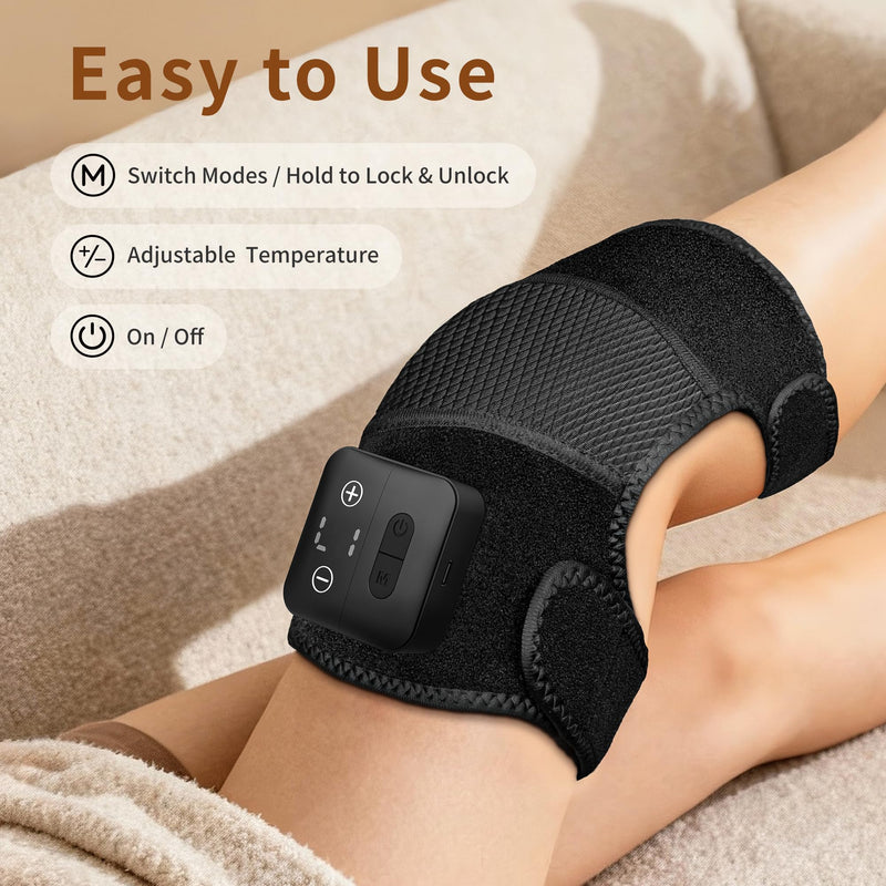Nekteck Knee Massager with Heat - Cordless Heated Knee Brace with Vibration for Pain Relief, Rechargeable Knee Heating Pad with 5 Heat Levels and 3 Massage Mode, Ideal Gift for Mom Dad MD-KP03 - BeesActive Australia