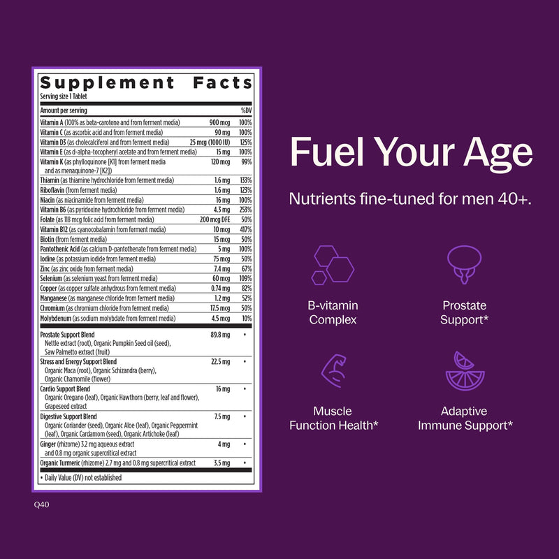 New Chapter Every Man's One Daily 40+ Multivitamin, 96 Tablets | Eyesight, Immune System, and Cellular Energy Support with Vitamin C and Saw Palmetto, Gluten Free and Vegetarian 96 Count (Pack of 1)