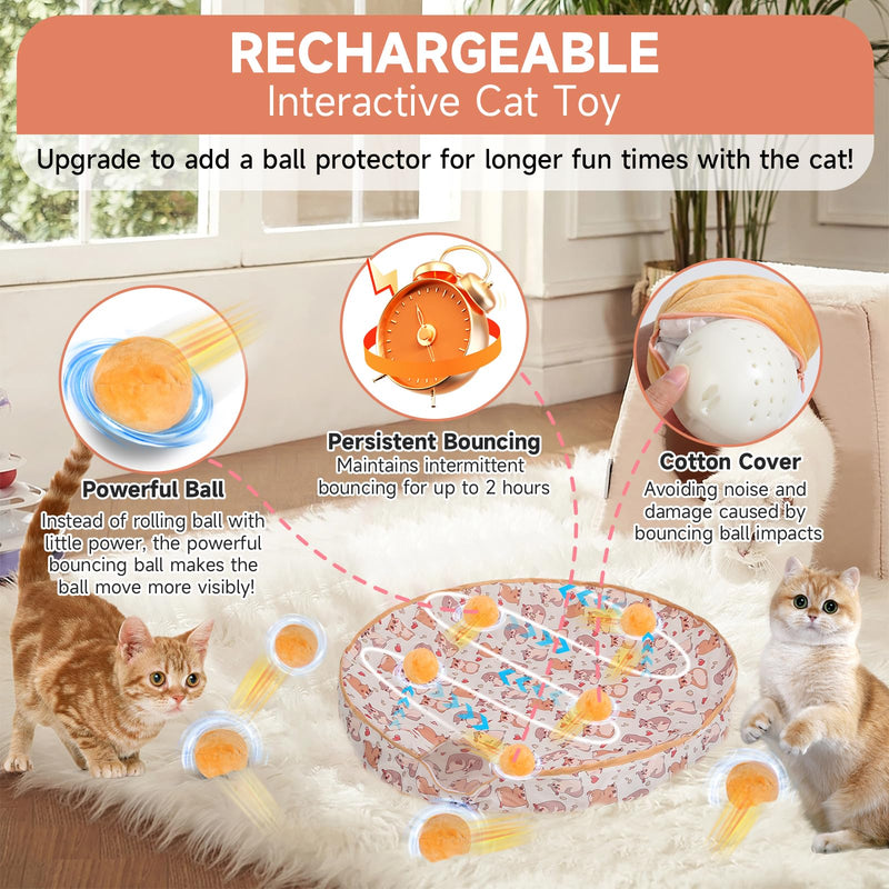 Interactive Cat Toys Ball, Fast Moving in Pouch, Motion Activated Moving Ball Hide and Seek Game, Music, Recording Cat Toy Jumping Ball for Indoor Cat Chase Exercise, 28 Inch Play Mat - BeesActive Australia