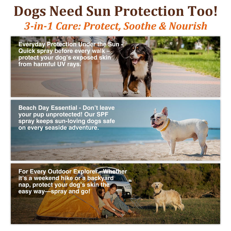 Dog Sun Protector, Natural Sunscreen Spray for Dogs, SPF 25, Professional Formula Sun Protection for Dog's Skin, Moisturising and Nourishing, 80ml
