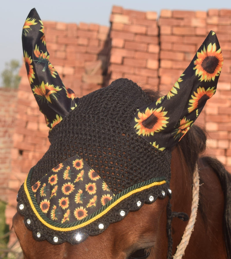 Sunflower Horse Fly Bonnet Net Hat Hood Mask Fly Veil Full Hand Made Cotton Full (COB) COB - BeesActive Australia