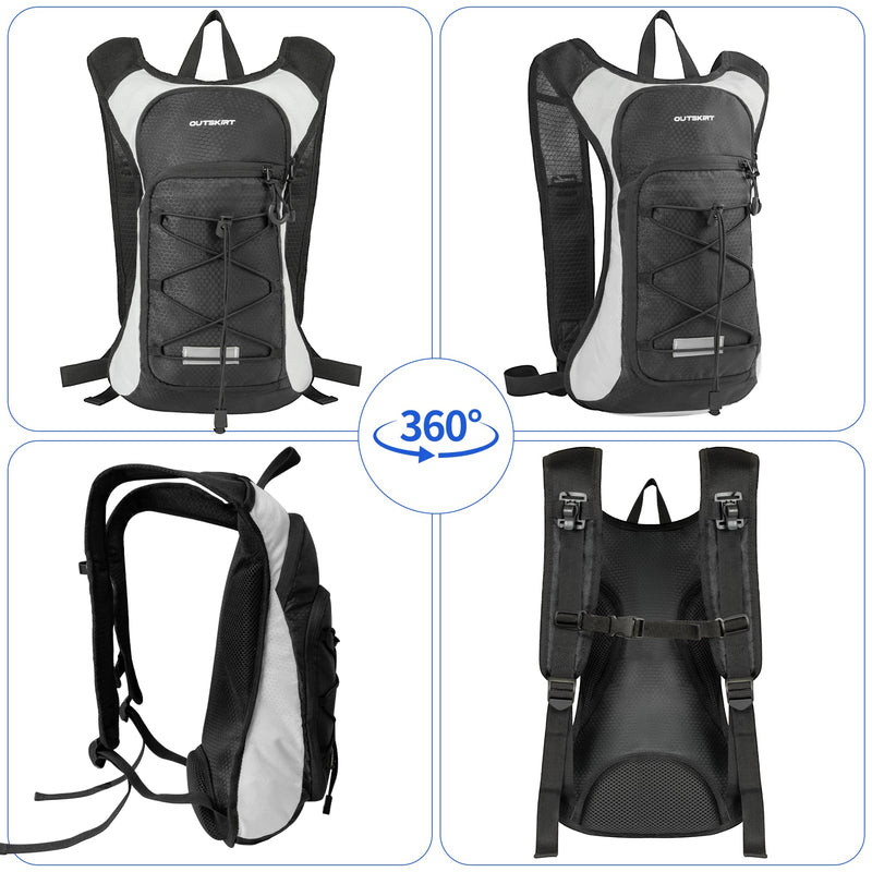 OUTSKIRT Hydration Backpack with 2L Water Bladder, Lightweight and Breathable Running Hydration Pack, Water Backpack for Hiking, Cycling, Trail Running, Marathons & Outdoor Adventures for Men Women Black