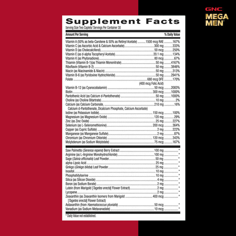 GNC Mega Men 50 Plus Multivitamin for Men, Heart & Prostate, 60 Count | Clinically Studied Antioxidant Formula Supports Heart Health, Prostate Health, and Protection Against Free Radicals 60 Count (Pack of 1)