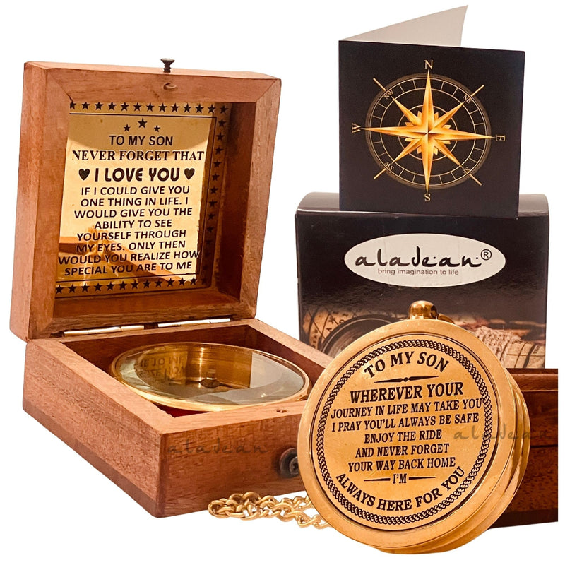 To My Son Compass Gift From Mom and Dad | 2" - For Teenage Son's Graduation, Christmas, Birthday, Baptism, Confirmation, Communion