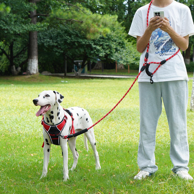 Cymiler Hands Free Dog Leash, 8 Ft Reflective Cross-Body Pet Rope Leashes with Sponge Handle, Heavy Duty Nylon, for Running, Hiking, Training, Waist Leash for Small Medium Large Dogs (Red) Red - BeesActive Australia