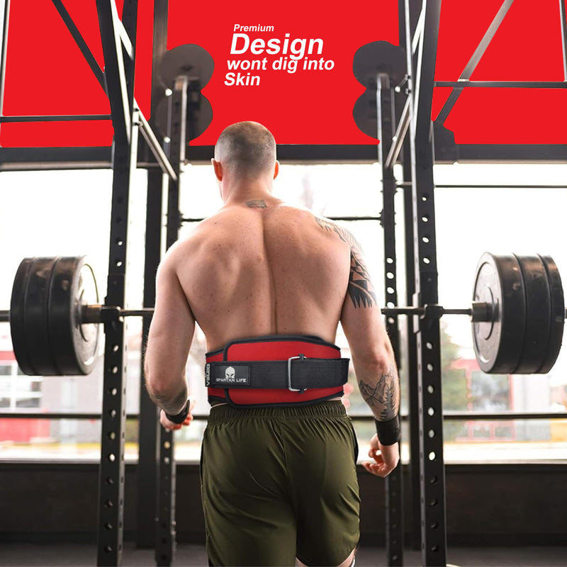 Self-Locking gym belt - Premium Lifting Belt for Fitness, Weight Lifting, Squats, Deadlifts, Bodybuilding - Training Lifting back support Lifting belt for Men & Women M Red