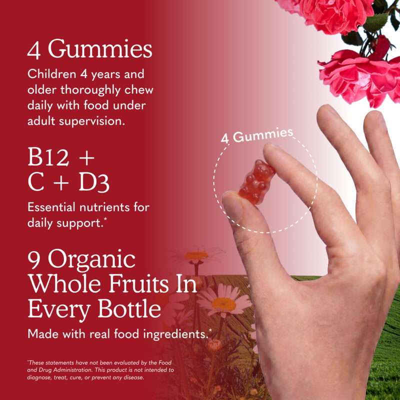 Garden of Life Organics Kids Gummy Vitamins - Fruit - Certified Organic, Non-GMO & Vegan Complete Children's Multi - B12, C & D3 - Gluten, Soy & Dairy Free, 120 Real Fruit Chew Gummies 120 Count (Pack of 1)