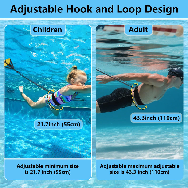 Adjustable Swim Parachute Belt - Resistance Training Stationary Swimming Belts Set for Swimmers Build Speed & Endurance for Pool, Ocean Water Yellow
