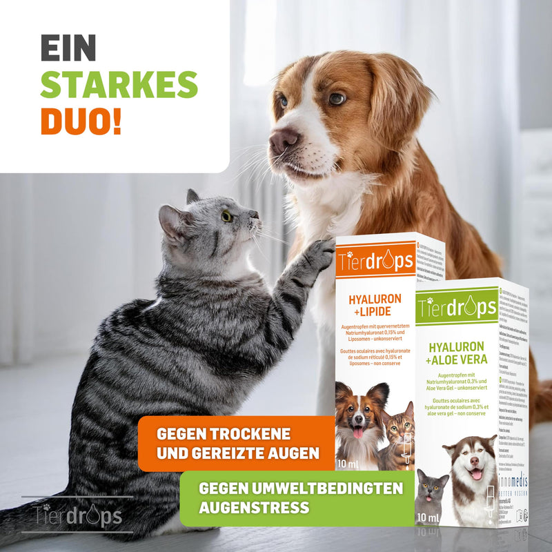 TIERDROPS eye drops for dogs and cats - 0.30% hyaluronic acid and aloe vera - natural eye care for pets. Eye drops without preservatives for dry, red or irritated eyes - BeesActive Australia