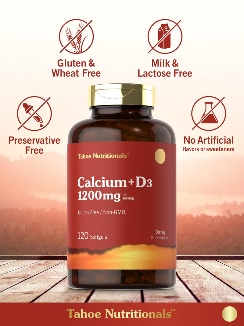 Carlyle Calcium 1200 mg with Vitamin D3 | 120 Softgels | Non-GMO & Gluten Free Supplement for Men and Women | Tahoe Nutritionals
