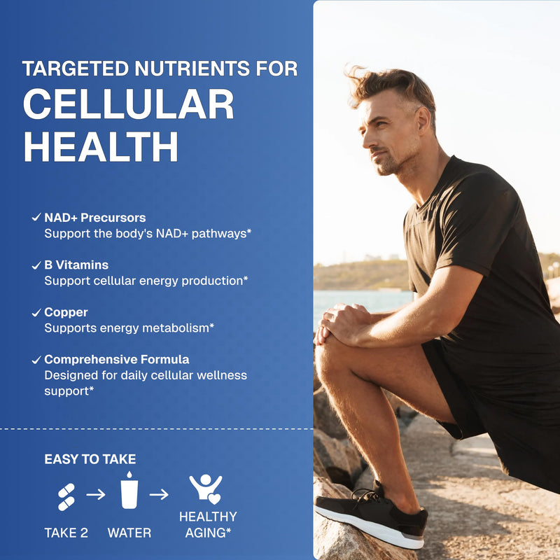 Weider NAD+ Boost, Cellular Energy and Mitochondrial Support, 60 Capsules | Longevity and Wellness Support Formula, with NAD3, Vitamin B3 and B12, Daily Cellular Energy and Mitochondrial Supplement