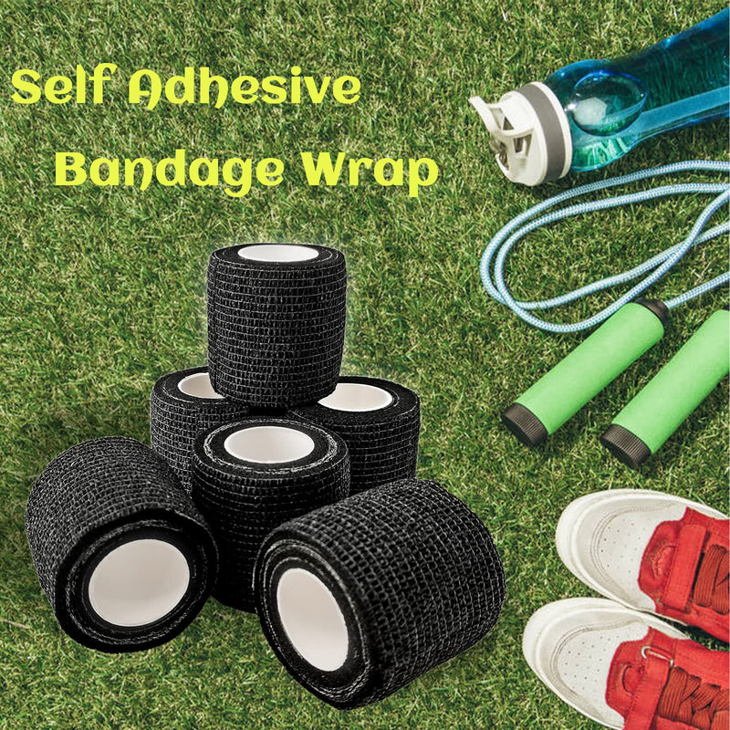 24 Rolls Black Sensi Wrap Elastic Self Adhesive Bandage Wrap 2 Inch, Breathable Cohesive Bandage, Ankle Sprains Swelling Medical First Aid Sports Athletic Grip Tape, Dogs Pet Vet Wrap - BeesActive Australia