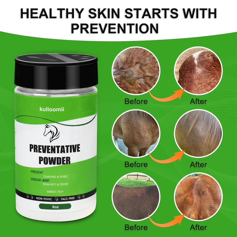 Daily Preventative Powder for Horses - Coat & Skin Care for Horses, Soothes Sweet Itch and Eliminate Odors- 8oz Horse Dry Shampoo 8 oz - BeesActive Australia