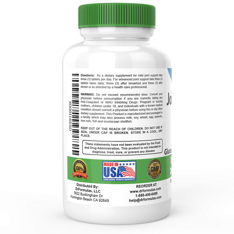 DrFormulas Joint Support Supplements for Men & Women | Glucosamine Chondroitin Msm, (Mendamine) 60 Day Supply Unflavored 180 Count (Pack of 1)
