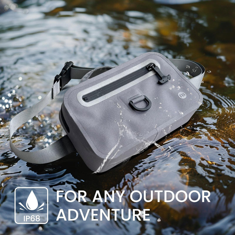 Floating Waterproof Fanny Pack with Extra-Long Adjustable Belt – Secure Waterproof Belt Bag for Phone, Passport, and Wallet, Ideal for Swimming, Kayaking, Boating, Beach, Fishing, Waterpark Gray