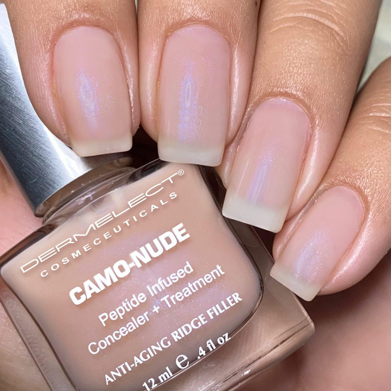 Dermelect Camo-Nude Concealer + Treatment - Nailcare Base Coat with Keratin Protein Peptides, Biotin, Strengthening, Smoothing & Concealing Treatment for Nail Ridges, Yellowing, Splitting Nails 0.4 oz - BeesActive Australia