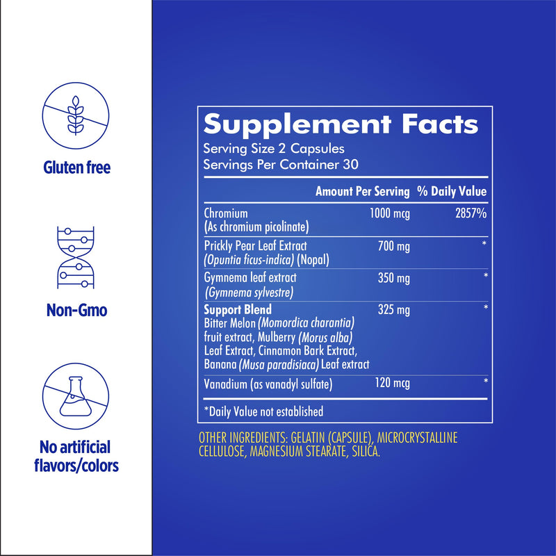 Santo Remedio Super Nopal, Exclusive Formula with Nopal, Gurmar (Gymnema Silvestre), Chromium Picolinate and Vanadyl Sulfate. 60 Capsules (30 Servings) 1