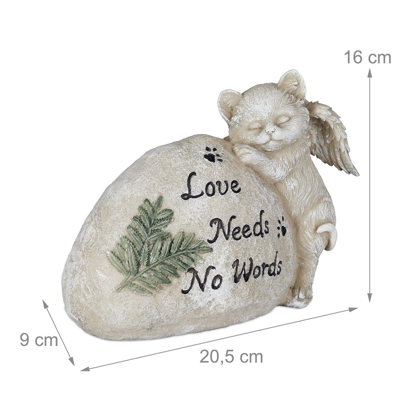 Relaxdays grave decoration for cat, garden decoration figure, keepsake animal, gravestone with saying, cat angel, weatherproof, cream - BeesActive Australia