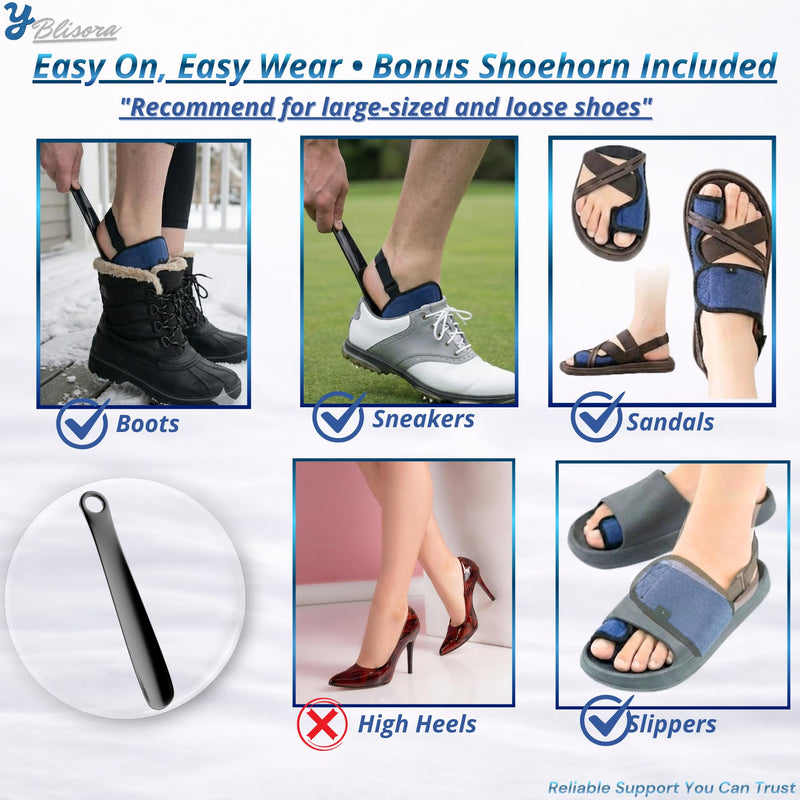 Broken Big Toe Splint Brace for Women Men, Big Toe Splint for Broken Toe with 3 Stainless Steel Plates, Adjustable Broken Toe Brace, Turf Toe Support, Detachable Heel Strap Buckle, Shoehorn Included, Blue Left Blue-Left - BeesActive Australia