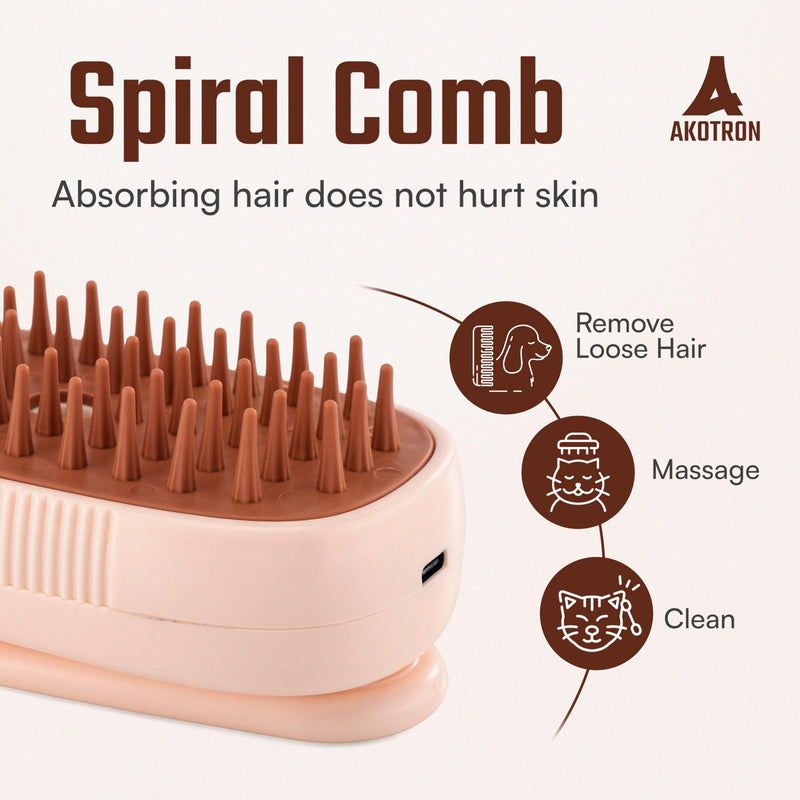 Cat Steam Brush - 2024 New Rechargeable 3-in-1 Hair Comb Self-Cleaning Pet Grooming Tool for Long and Short Hair Cats and Dogs, with Steamy Massage Shedding Relief - BeesActive Australia