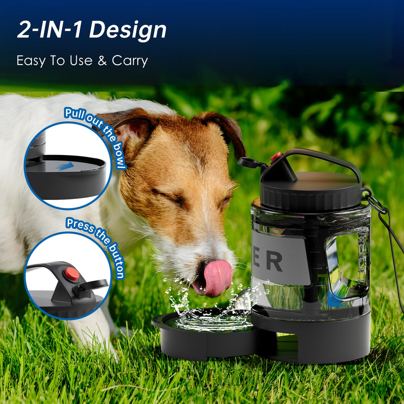 Dog Water Dispenser,77oz Dog Travel Water Bottle, Portable Large Dog Water Bowl Dispenser with Pull-Out Water Bowl for Walking Hiking Camping,Pet Water for Outdoor,BPA Free -BLACK Large Capacity - BeesActive Australia